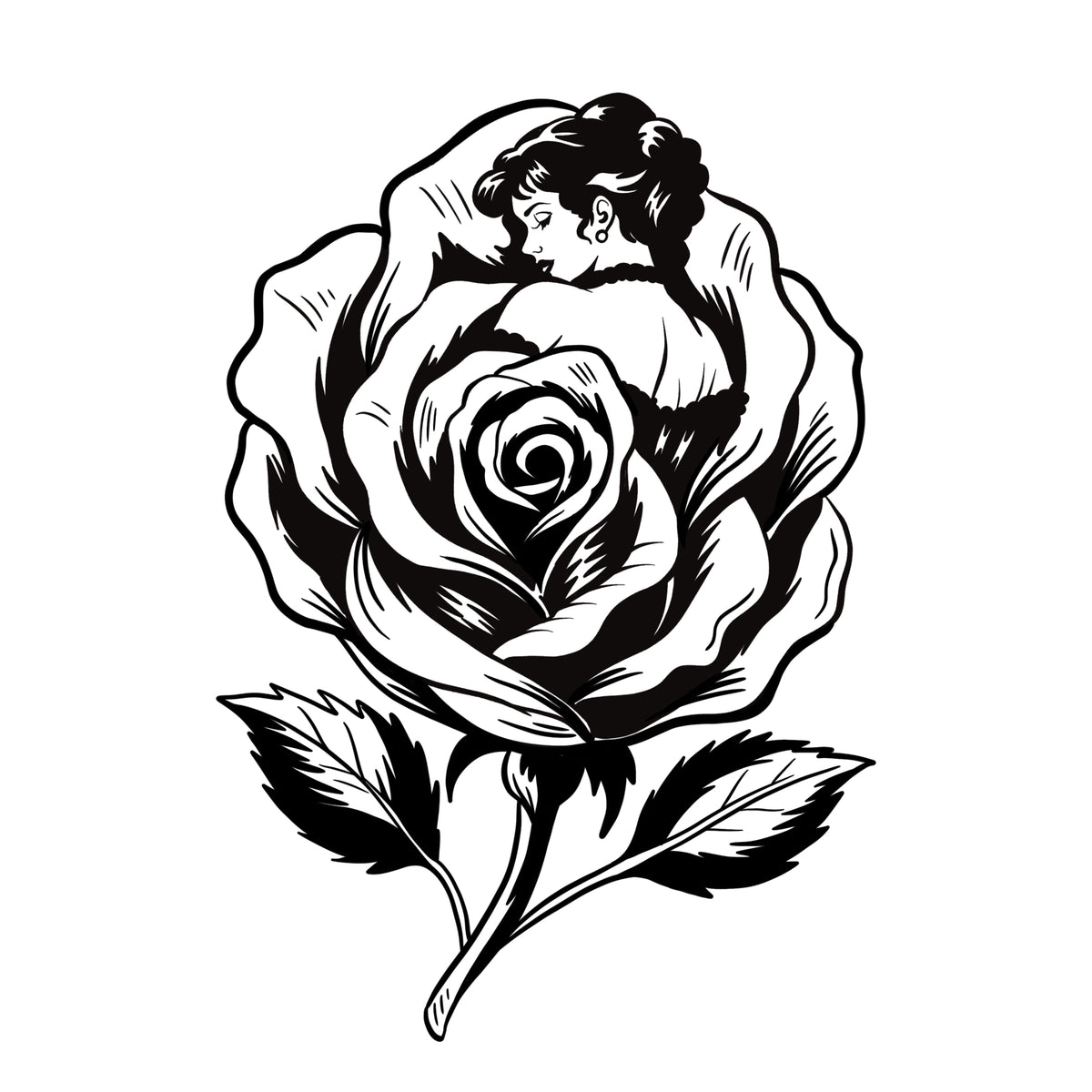 Rose with a sleeping woman in the petals