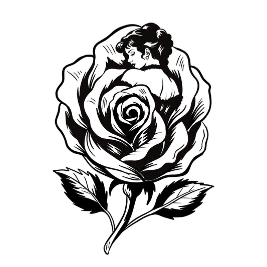 Rose with a sleeping woman in the petals